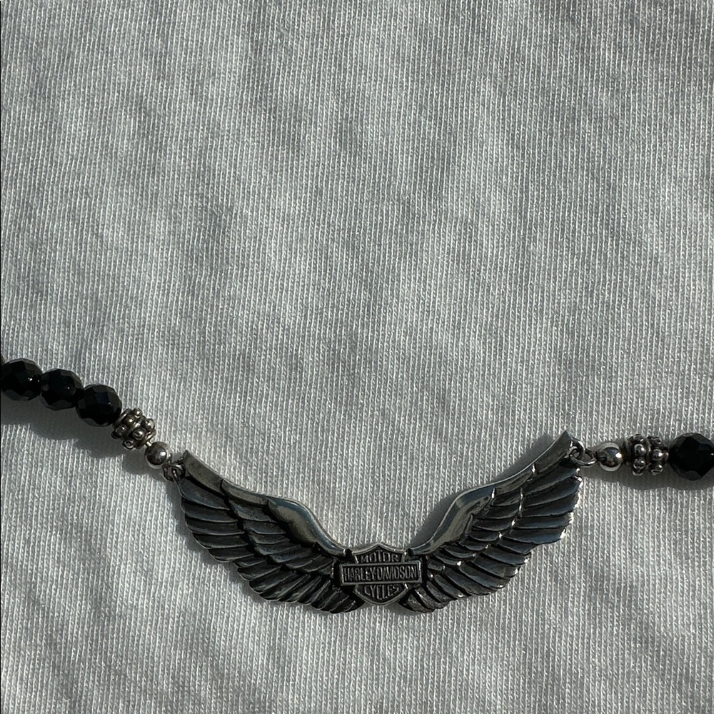 Harley Davidson Silver Wing Pendant Necklace 17 inches long - Picture 2 of 3